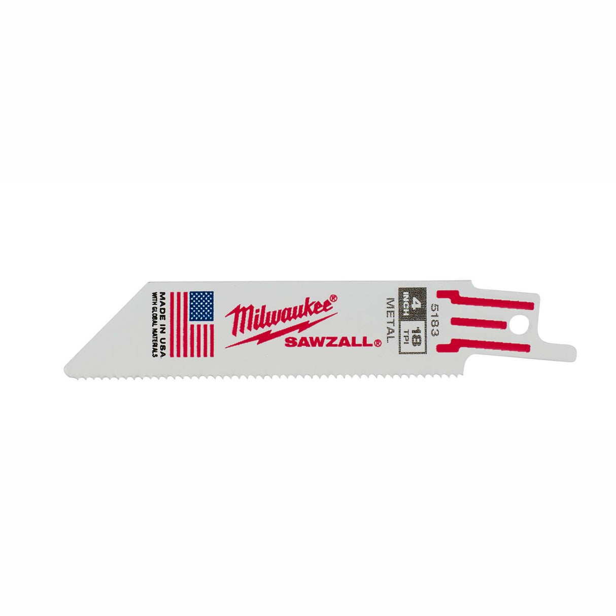 Milwaukee 48-00-5183 4" 18TPI Sawzall Blades, Thin Kerf, Metal (5 pack)