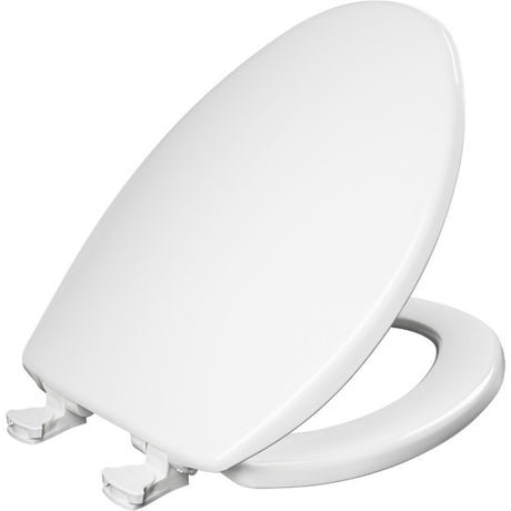Closed-Front Elongated Plastic Toilet Seat with Cover, White