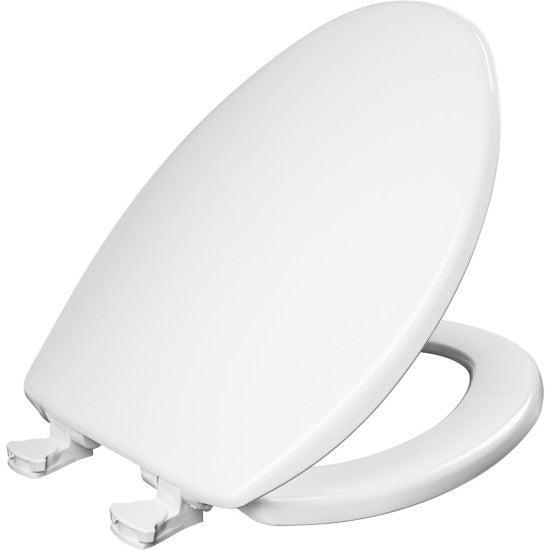 Closed-Front Elongated Plastic Toilet Seat with Cover, White