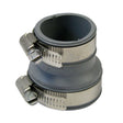 1-1/2" x 1-1/2" or 1-1/4" Rubber Trap Connector with Stainless Steel Clamp, Grey