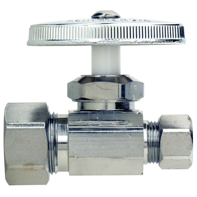 1/2" Compression x 3/8" OD Compression Brass (Lead Free) Encore Multi-Turn Straight Stop