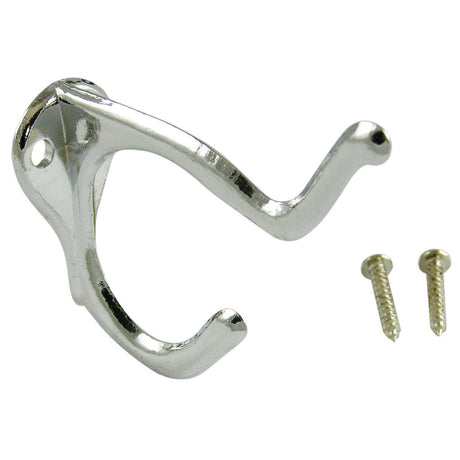 S Parker Hardware 0902PCH Die Cast Zinc Two Prong Hook, Chrome Plated