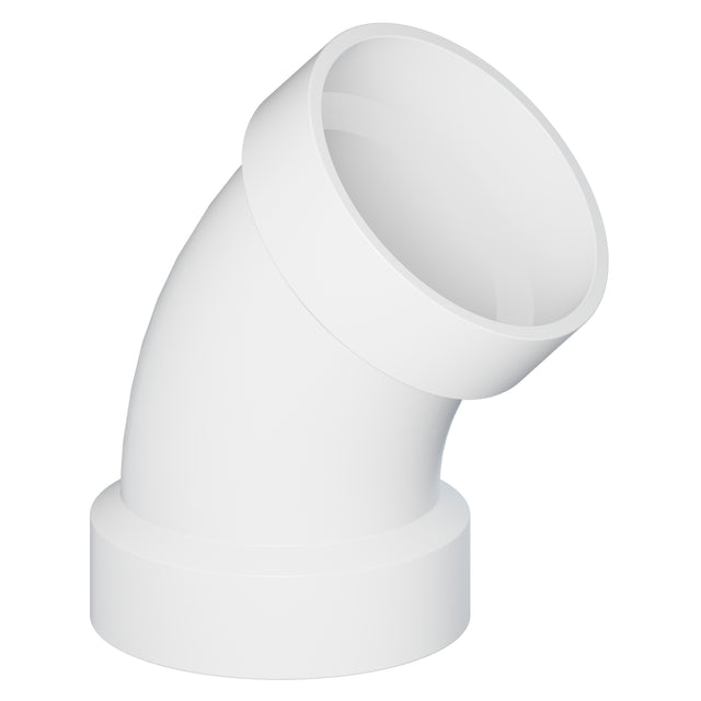 3" Hub PVC SCH 40 DWV Elbow 45° White