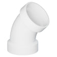 4" Hub PVC SCH 40 DWV Elbow 45° White