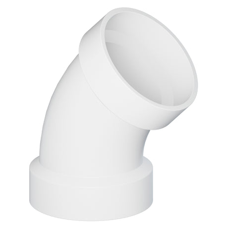 4" Hub PVC SCH 40 DWV Elbow 45° White