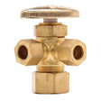 1/2" Compression x 3/8" OD Compression x 3/8" OD Compression Rough Brass Dual Outlet Stop