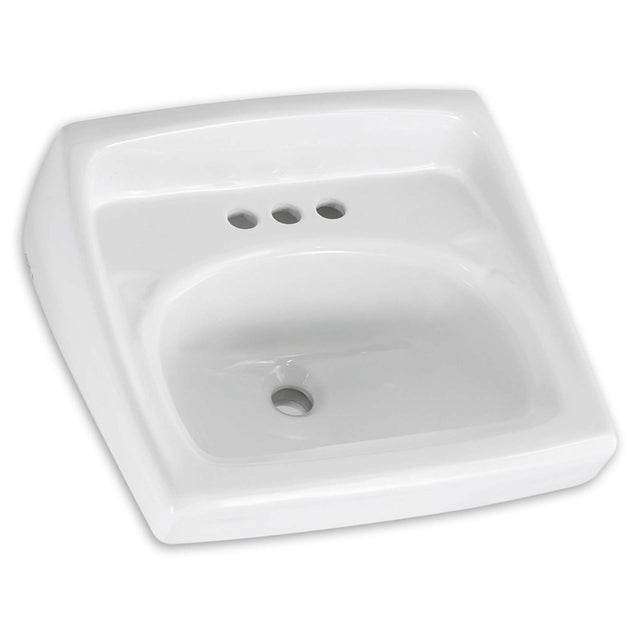 American Standard Lucerne 0355012.020 Vitreous China 4" Centers 3-Hole Rectangular Wall Hung Lavatory Sink, White
