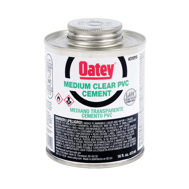 Oatey 31019 Medium PVC Cement, 16 oz Can, Clear