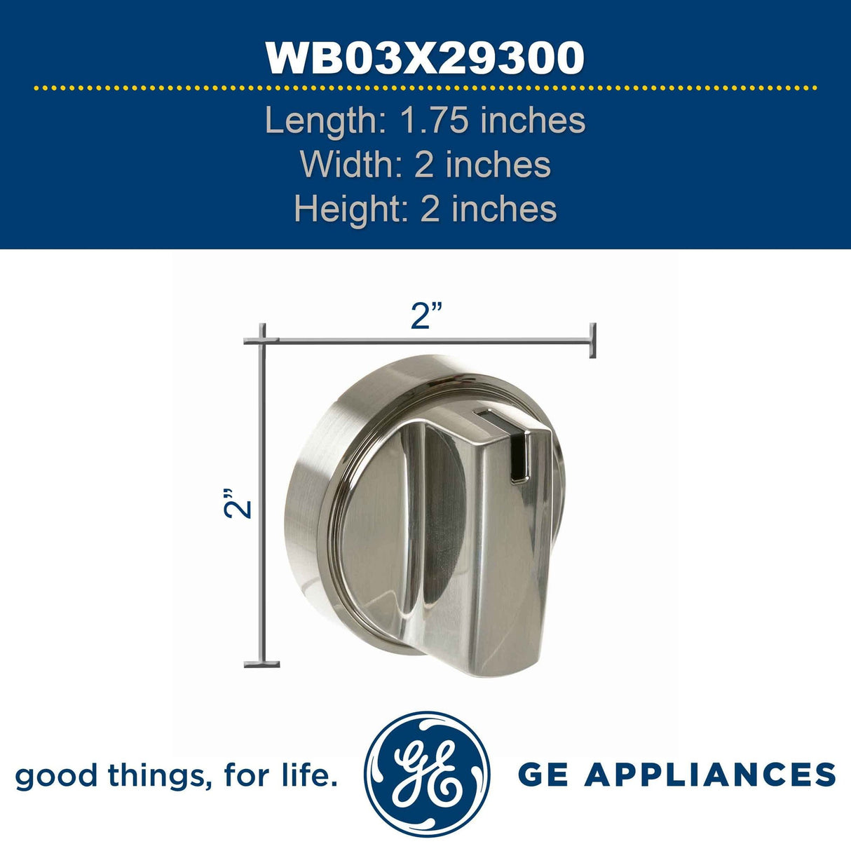 GE WB03X29300 KNOB ASM SS