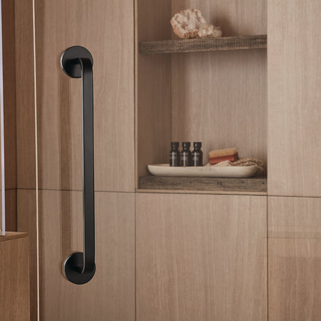 SH-2704-MB Vector 14in. Vertical Bar for Glass Shower Door in Matte Black