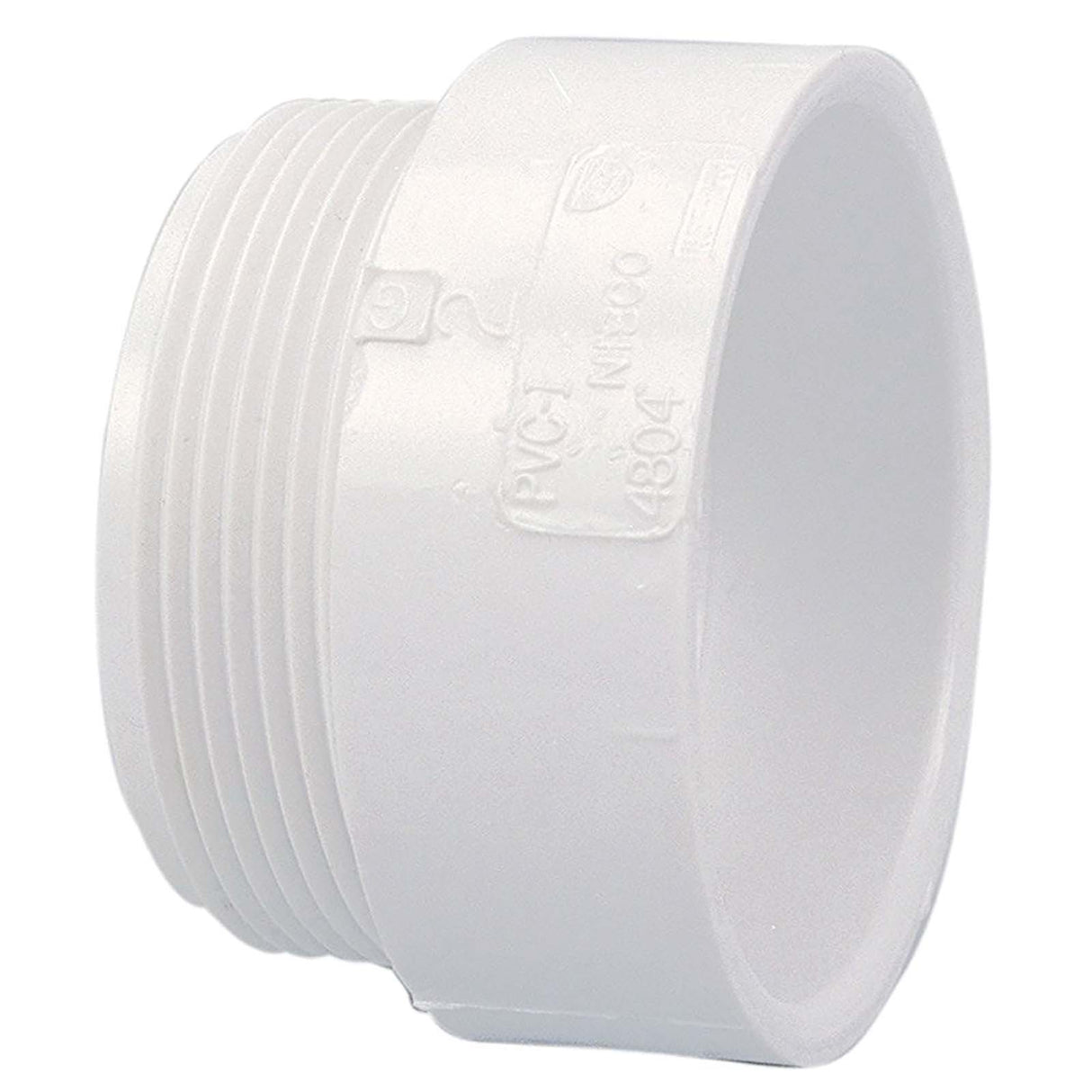 NIBCO K030250 1-1/4 x 1-1/4" Hub x MIPT PVC SCH 40 Straight DWV Adapter White