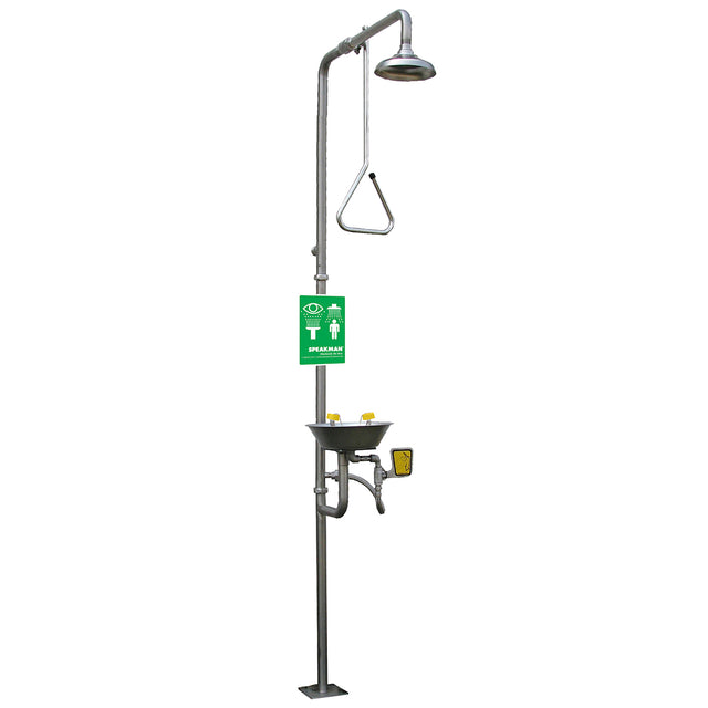 Traditional Series SE-625-SS Combination Stainless Steel Emergency Shower with SS Eye/face Wash