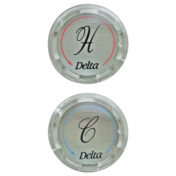 Delta RP19659 Plastic Snap-In Hot and Cold Index Button (Pair) , 1-5/16" OD