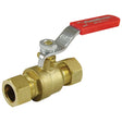 PlumbMaster Approved 98024SS 3/4" Compression Forged Brass 1/4-Turn Full-Port Ball Valve Stainless Steel Handle