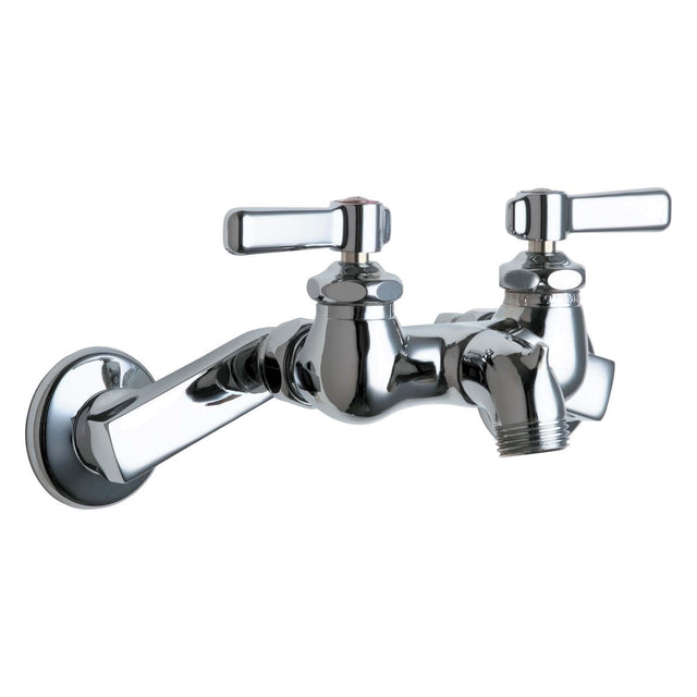 Chicago Faucets 305-CP Solid Brass Wall Mount 8" Widespread Hot and Cold Water Sink Faucet, Chrome