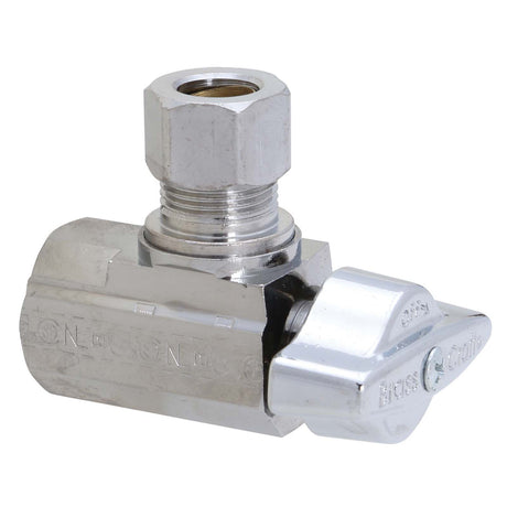 3/8" FIP x 3/8" OD Compression Chrome Plated Brass (Lead Free) 1/4-Turn Angle Ball Stop