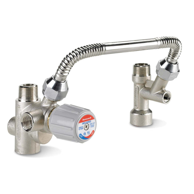 Resideo AMX300TLF/U 3/4" FNPT x MNPT Mixing Valve Kit Brass (Lead Free) Teflon-Coated