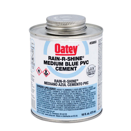 Oatey Rain-R-Shine 30893 Medium PVC Cement, 16 oz Can, Blue