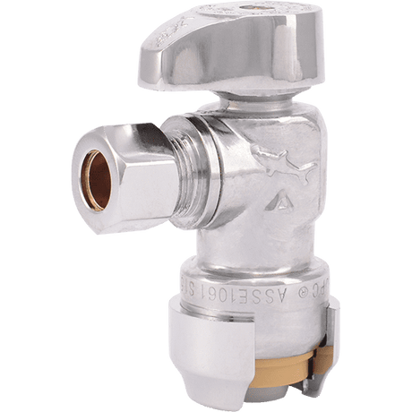 1/2 in x 3/8 in Compression - Brass Push Angle Stop