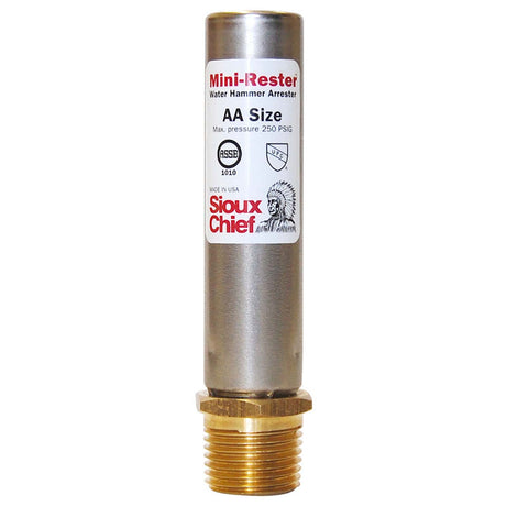 Sioux Chief MiniRester 660-G2B 660 Series 304 Stainless Steel No-Lead Water Hammer Arrester, 1/2" MIP Thread (Straight)