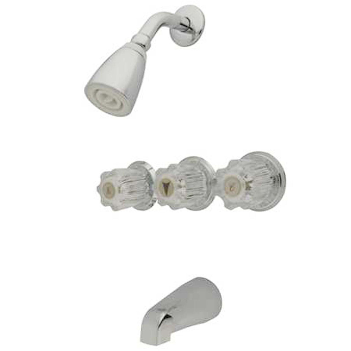 Kingston Brass KB131 Americana Three Handle Non-Pressure Balanced Tub & Shower, Polished Chrome (Valve Included)