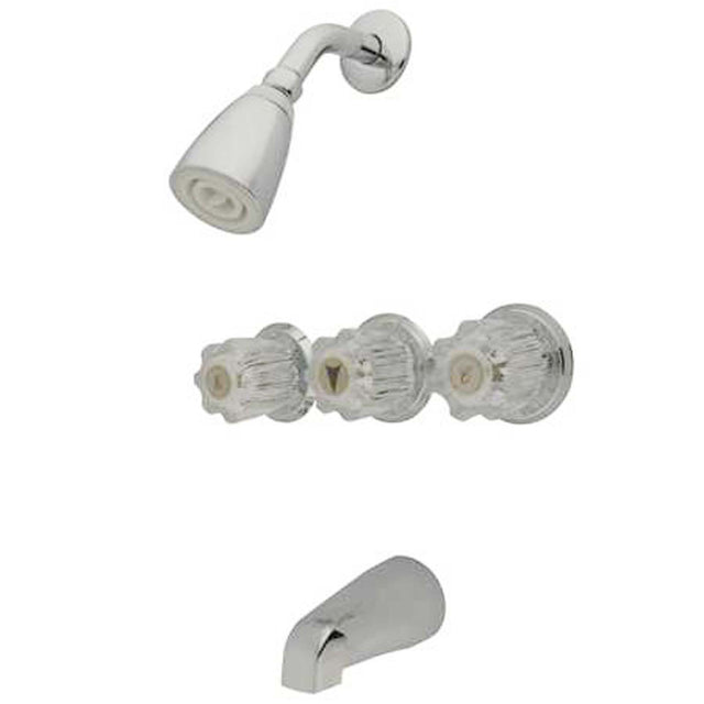 Kingston Brass KB131 Americana Three Handle Non-Pressure Balanced Tub & Shower, Polished Chrome (Valve Included)