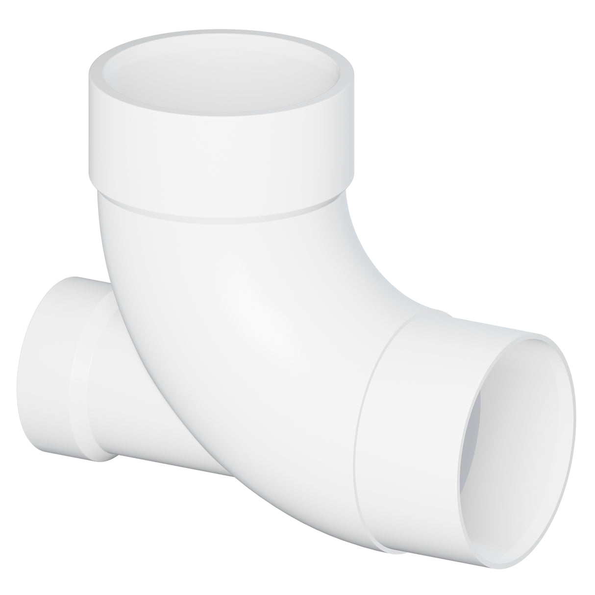 Tigre 303-3376 3 x 3 x 2" Hub x Hub x Hub PVC SCH 40 Low Heel Inlet Reducing Elbow 90° White