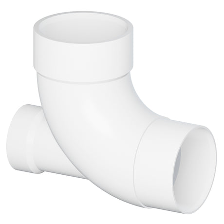 Tigre 303-3376 3 x 3 x 2" Hub x Hub x Hub PVC SCH 40 Low Heel Inlet Reducing Elbow 90° White