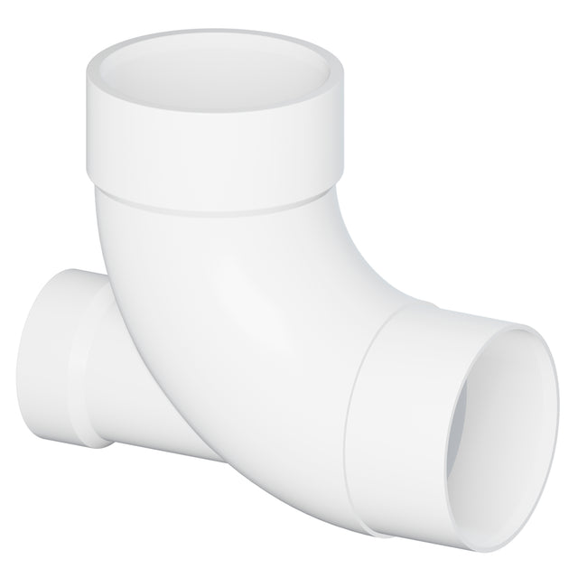 Tigre 303-3376 3 x 3 x 2" Hub x Hub x Hub PVC SCH 40 Low Heel Inlet Reducing Elbow 90° White