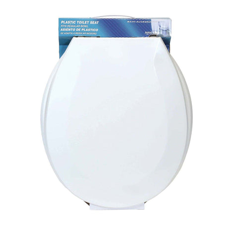 White Plastic Economy Closed Front Toilet Seat with Cover, Round