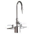 Chicago Faucets 1301-CP Deck Mount Triple Service Laboratory Faucet, Gooseneck Spout, Cross, Lever Handles