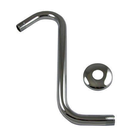 PlumbMaster Approved 51128 Solid Brass Shower-Up Shower Arm with Flange, Chrome Plated, 11"