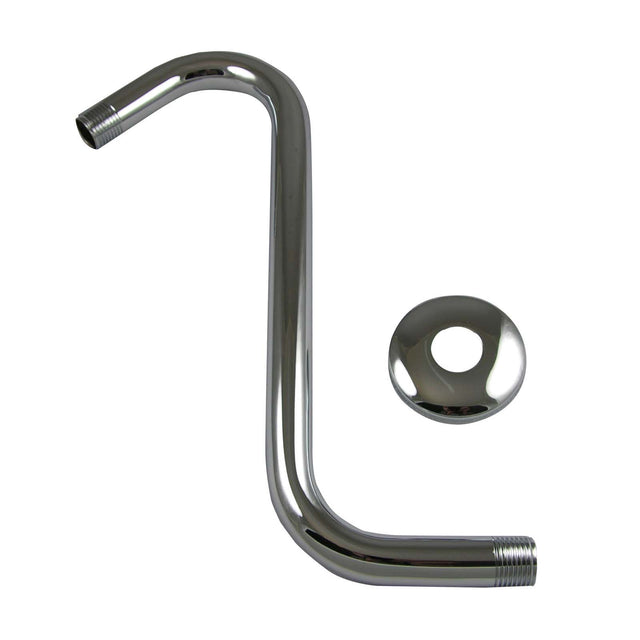 PlumbMaster Approved 51128 Solid Brass Shower-Up Shower Arm with Flange, Chrome Plated, 11"