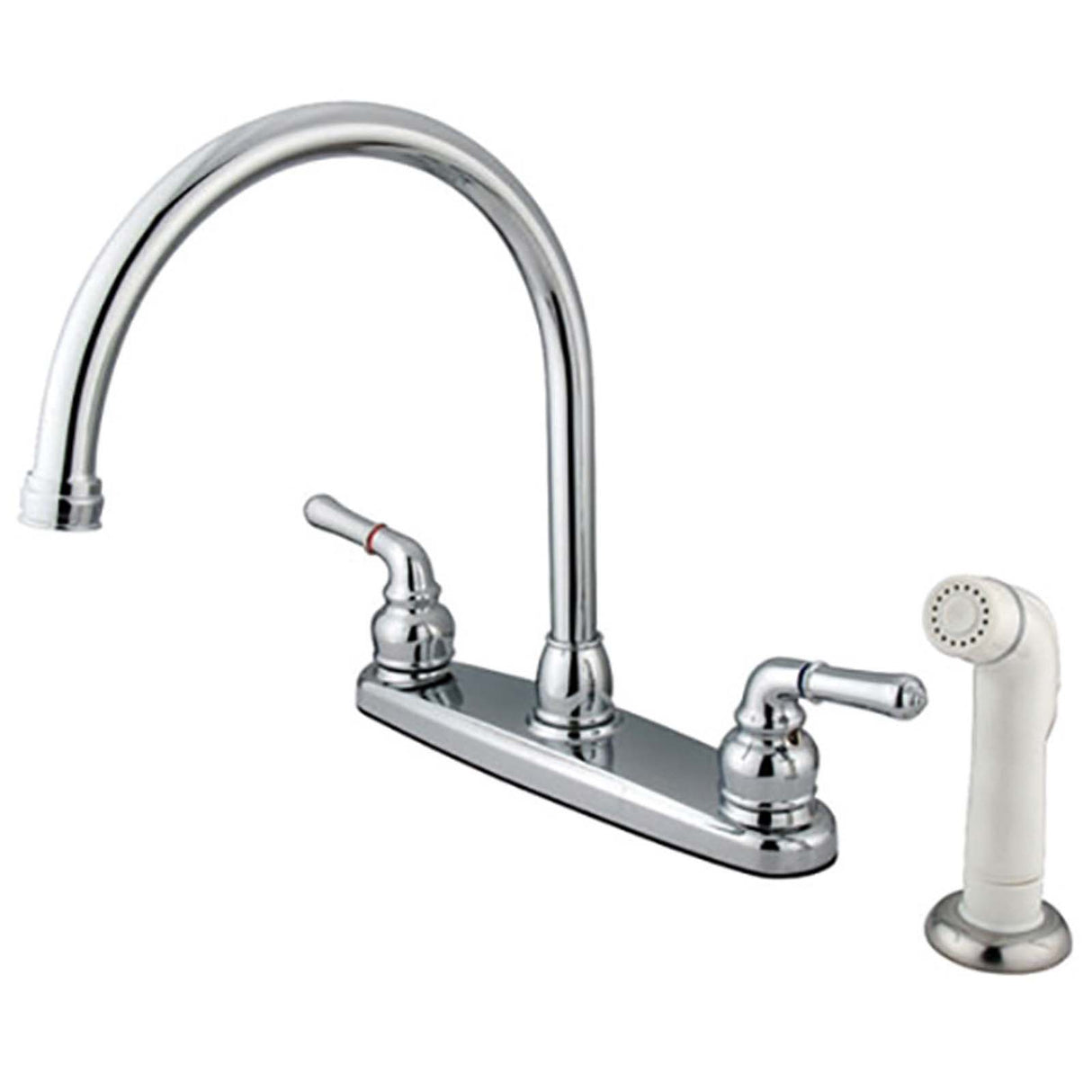Magellan Two Handle Kitchen Faucet, Side Spray, Polished Chrome