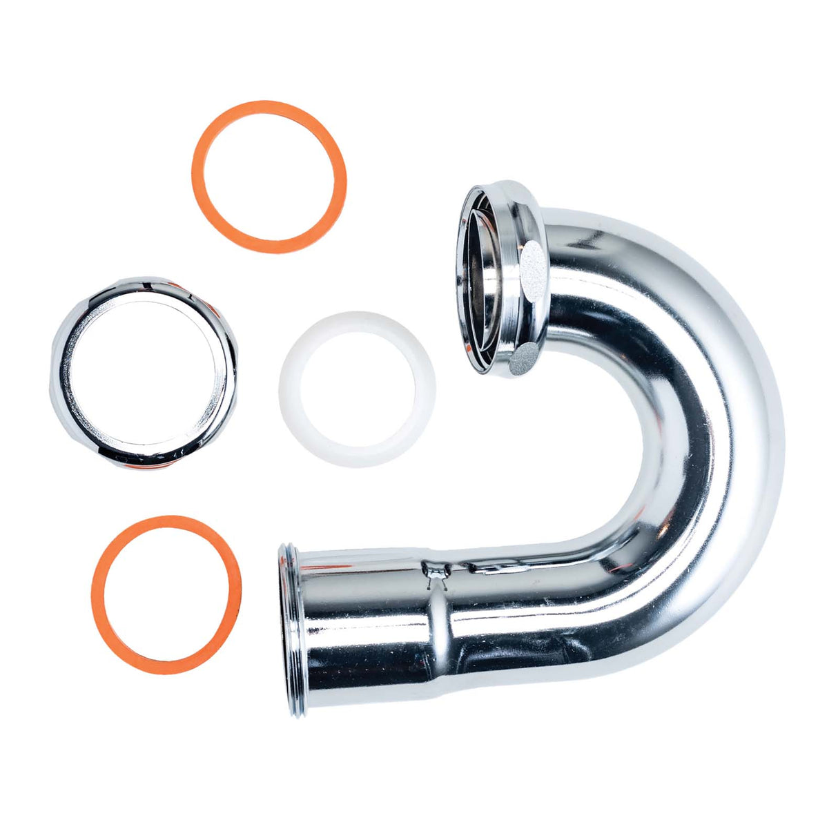 PlumbMaster Approved 53616 1-1/2" 20 Gauge Brass LA Pattern Sink Trap without Cleanout Plug Flanged Joint Chrome