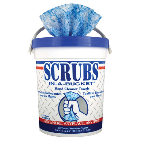 42272 Scrubs-In-A-Bucket Waterless Hand Cleaner Towel, White/Blue, 10-1/2" Length x 12-1/4" Width