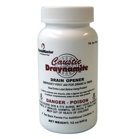 PlumbMaster Pro Series Caustic "Draynamite" Drain Opener (24/Case), 12 oz Container
