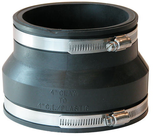 1002-44 Fernco Clay to C.Iron/Sch40 Pl 4" Pipe Size