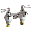 Chicago Faucets 802-VABCP Deck Mount Centerset Manual Hot and Cold Water Sink Faucet with 4" Centers and Lever Handles