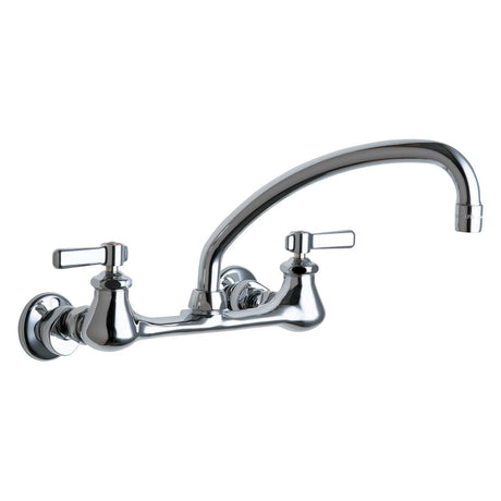 Wall Mounted Centerset Universal Hot and Cold Water Sink Faucet with 8" Centers, Lever Handles