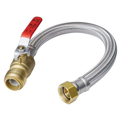 3/4" x 3/4" FIP x 18" Flexible Braided Stainless Steel Connector with Ball Valve