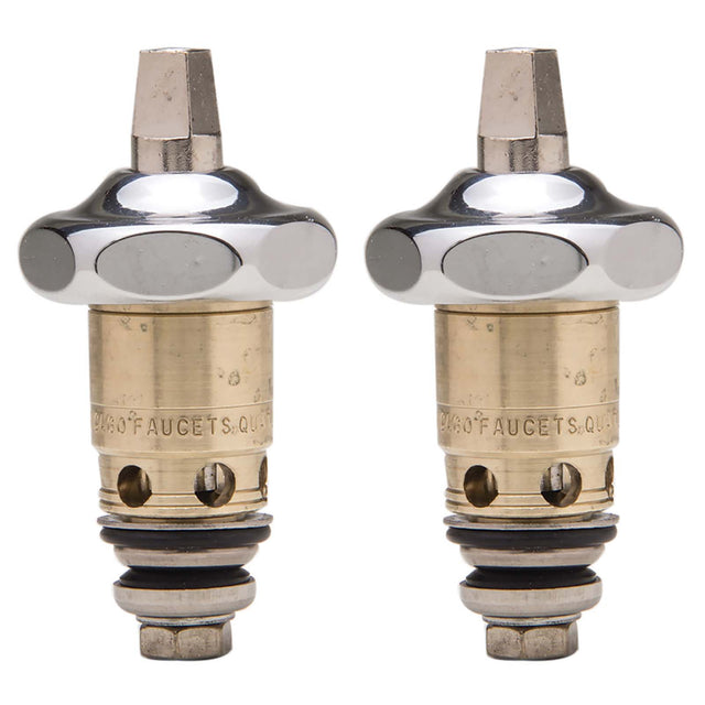 PlumbMaster Approved 10175NL 1/4-Turn No-Lead Left Hand Hot and Right Hand Cold Stem with Bonnets (Pair) for Chicago Quaturn Short Pattern