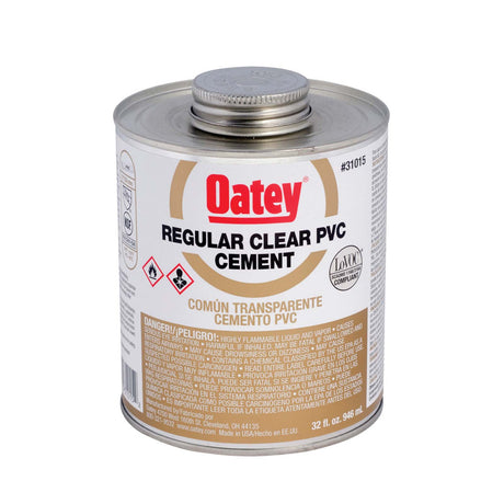 Oatey 31015 Regular PVC Cement, 32 oz Can, Clear