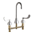 Chicago Faucets 786-GN1AE3ABCP Centerset Universal Concealed Hot and Cold Water Sink Faucet with 8" Centers, Wrist Blade Handles