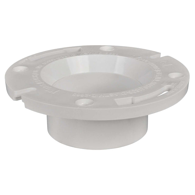 IPS Corp 86150 White PVC Standard Pattern Closet Flange without Knockout and Pipe Stop, 4" Dia x 3" Height