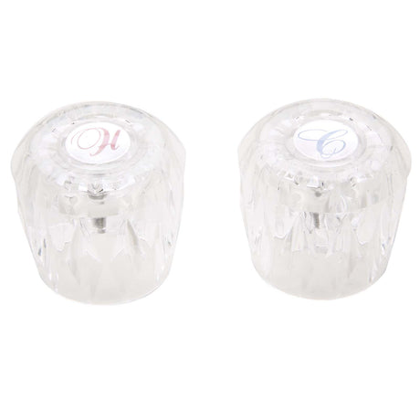 PlumbMaster Approved 88304 VA-2H Clear Starfire Acrylic Hot and Cold Handle (Pair, Retail Pack, OEM) for Valley Kitchen, Lavatory, Tub and Shower