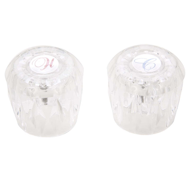 PlumbMaster Approved 88304 VA-2H Clear Starfire Acrylic Hot and Cold Handle (Pair, Retail Pack, OEM) for Valley Kitchen, Lavatory, Tub and Shower