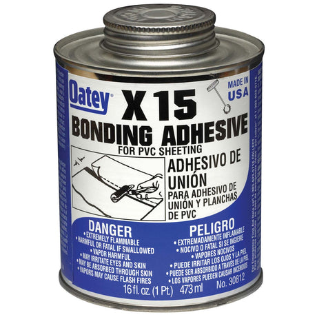 Oatey X-15 30812 LO-VOC PVC Bonding Adhesive, 16 oz Can, Clear