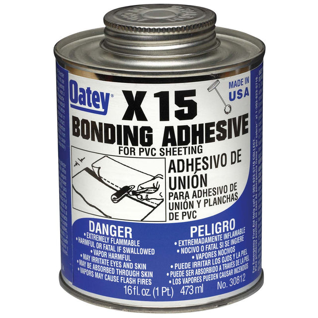Oatey X-15 30812 LO-VOC PVC Bonding Adhesive, 16 oz Can, Clear
