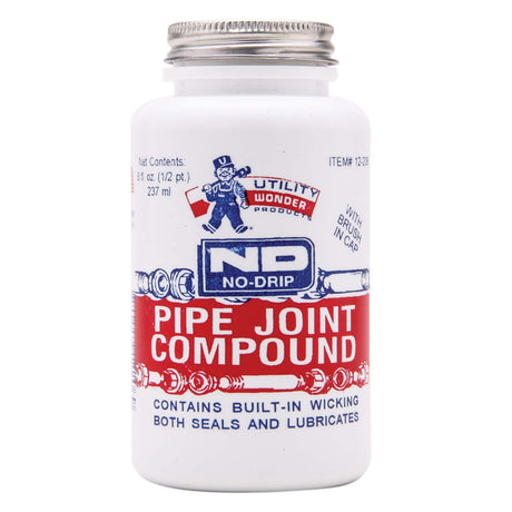 Grey Pipe Joint Compound, 1/2 Pint, Container with Applicator Cap
